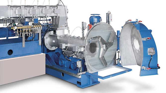 Coperion eccentric pelletizer EGR open