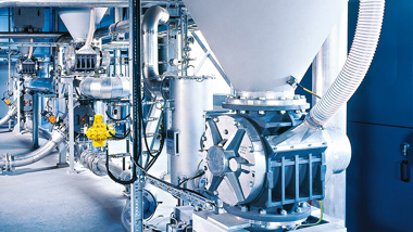 Coperion plant with rotary valve